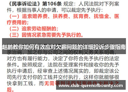 赵鹏教你如何有效应对欠薪问题的详细投诉步骤指南