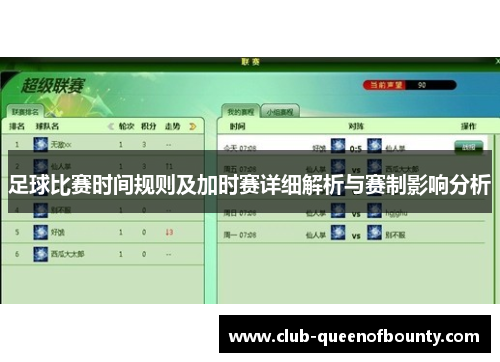 足球比赛时间规则及加时赛详细解析与赛制影响分析 足球比赛时间规则及加时赛详细解析与赛制影响分析